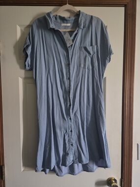 Light Blue Womens Button Up Dress